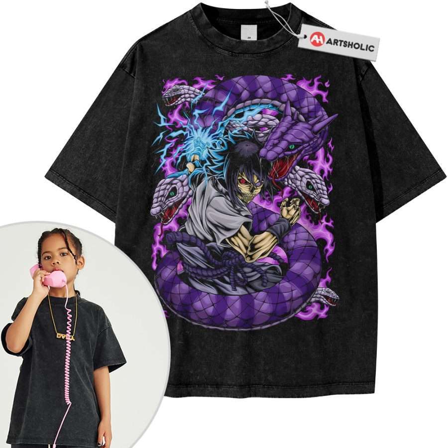Alternative view of Skull Sasuke Uchiha Shirt For Kids, Naruto Shirt For Kids, Anime Shirt For Kids, Vintage Tee For Kids