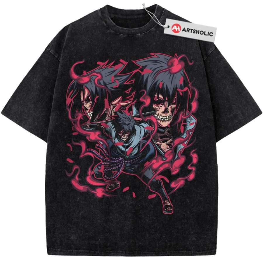 Alternative view of Skull Sasuke Uchiha Shirt, Naruto Shirt, Anime Shirt, Vintage Tee
