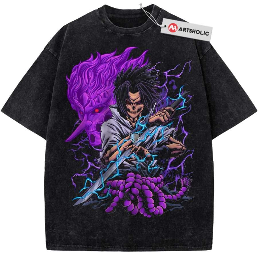 Alternative view of Skull Sasuke Uchiha Shirt, Naruto Shirt, Anime Shirt, Vintage Tee