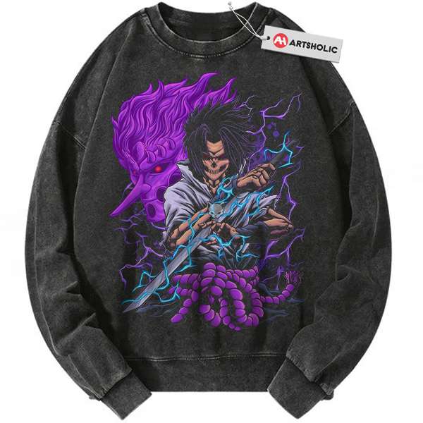 Skull Sasuke Uchiha Sweatshirt, Naruto Sweatshirt, Anime Sweatshirt, Vintage Sweater