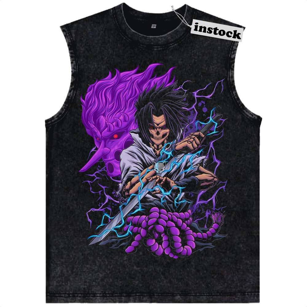 Skull Sasuke Uchiha Tank Top, Naruto Tank Top, Anime Tank Top, Vintage Tank Top