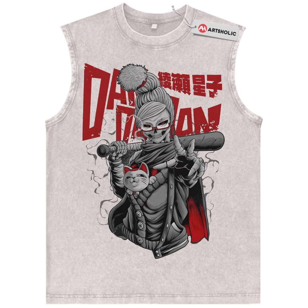 Alternative view of Skull Seiko Ayase Tank Top, Dandadan Tank Top, Anime Tank Top, Vintage Tank Top
