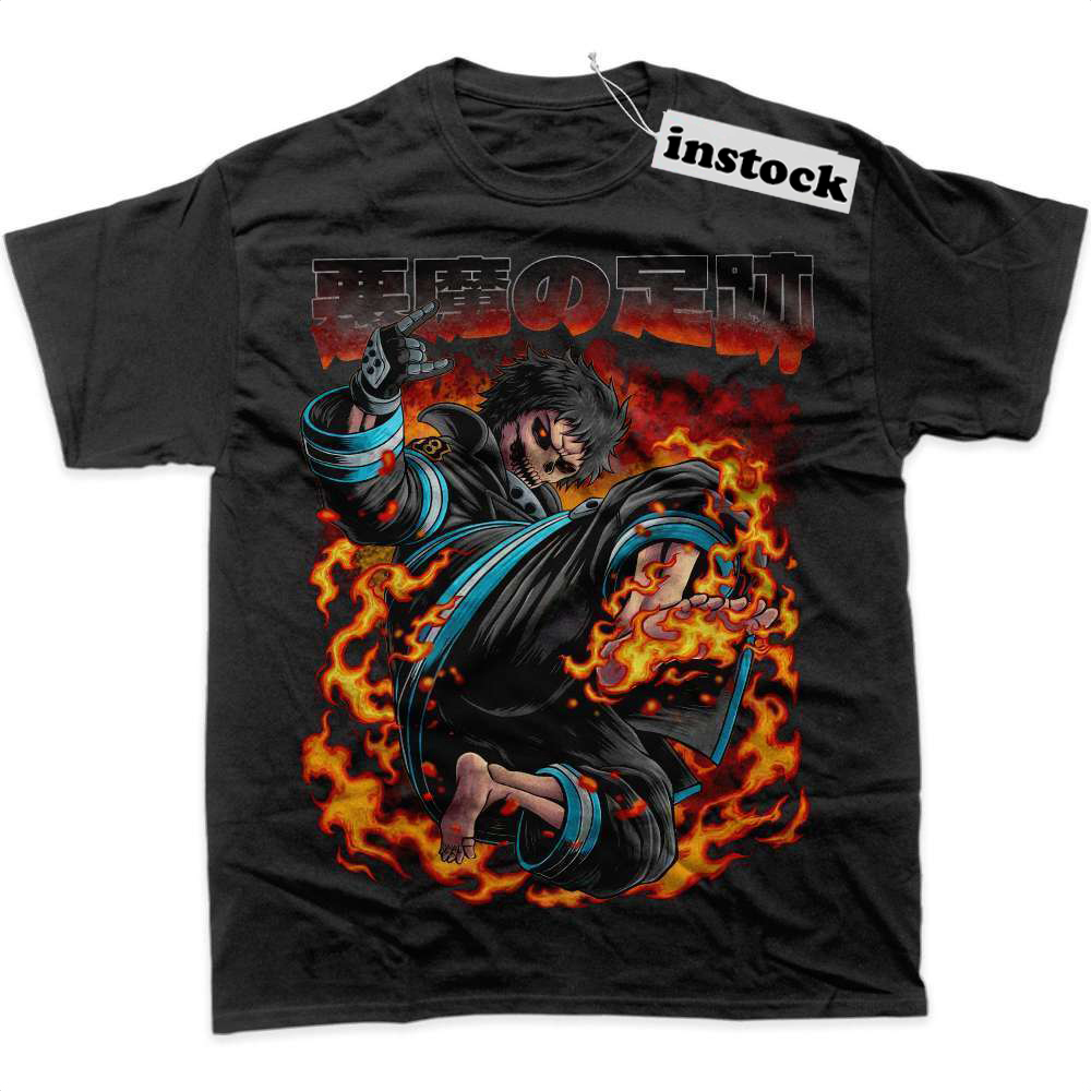 Skull Shinra Kusakabe Shirt, Fire Force Shirt, Anime Shirt, Graphic T-Shirt