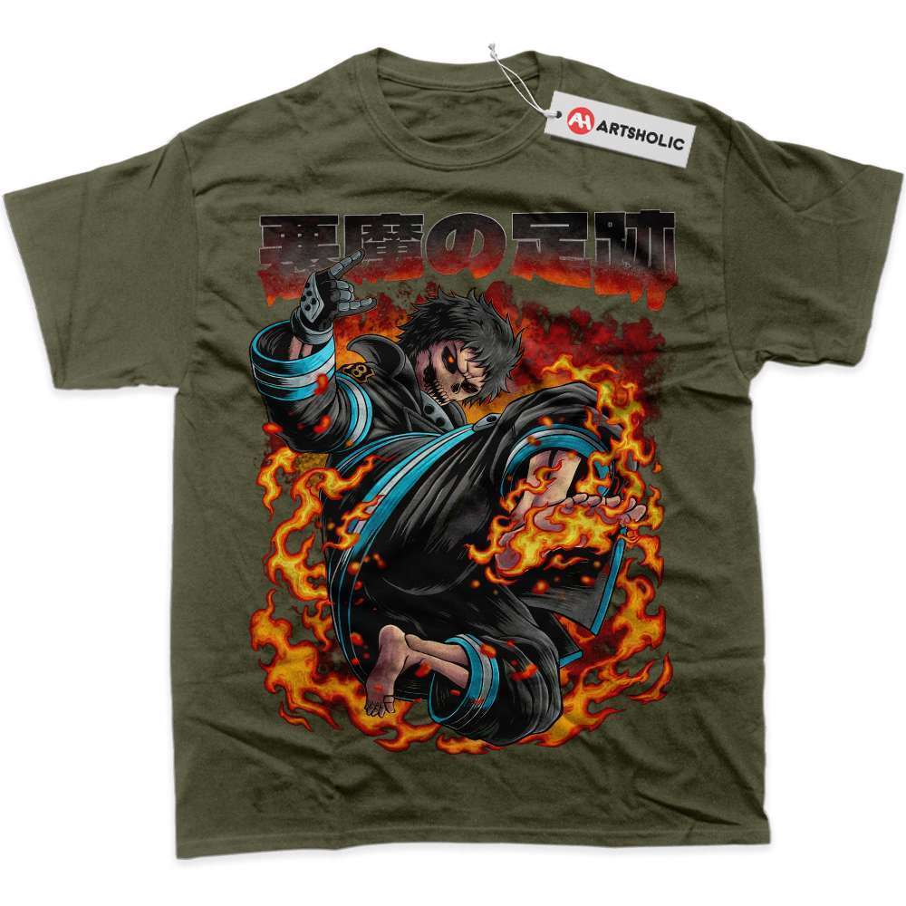 Alternative view of Skull Shinra Kusakabe Shirt, Fire Force Shirt, Anime Shirt, Graphic T-Shirt