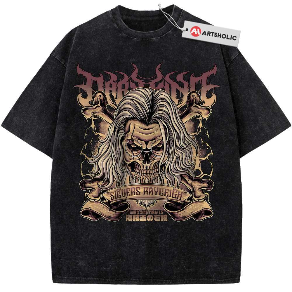Alternative view of Skull Silvers Rayleigh Shirt, One Piece Shirt, Anime Shirt, Vintage T-Shirt