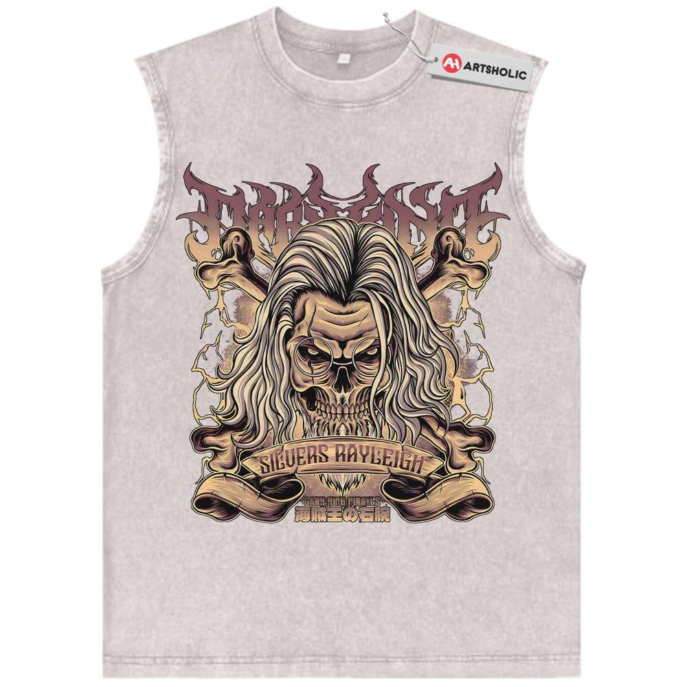 Alternative view of Skull Silvers Rayleigh Tank Top, One Piece Tank Top, Anime Tank Top, Vintage Tank Top