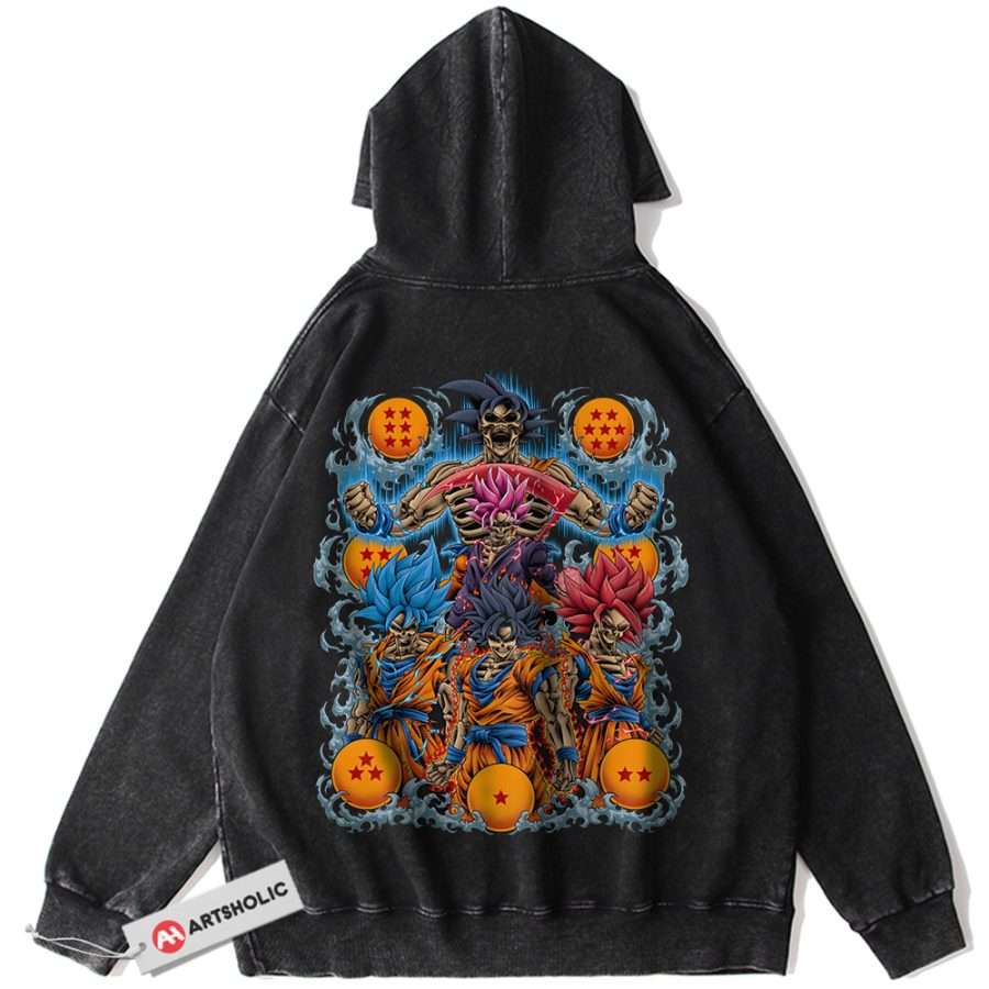 Alternative view of Skull Son Goku Hoodie, Dragon Ball Hoodie, DBZ Hoodie, Anime Hoodie, Vintage Hoodie
