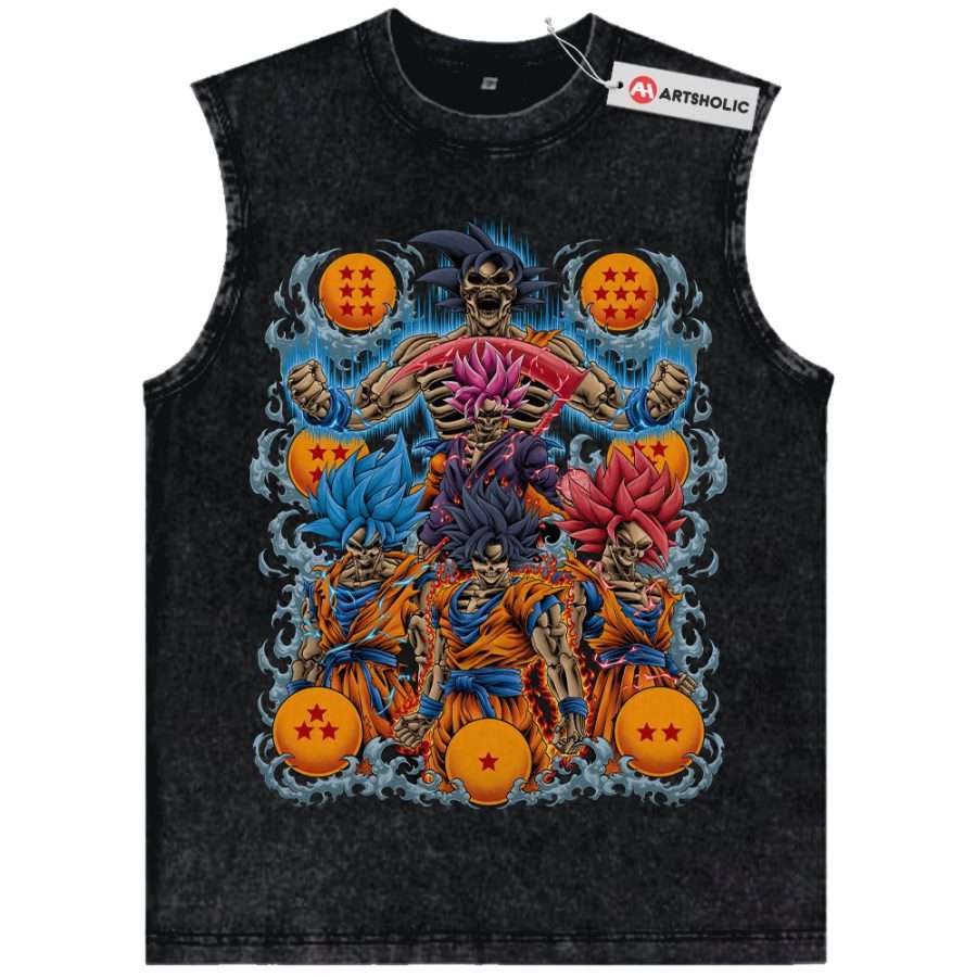 Alternative view of Skull Son Goku Tank Top, Dragon Ball Tank Top, DBZ Tank Top, Anime Tank Top, Vintage Tank Top