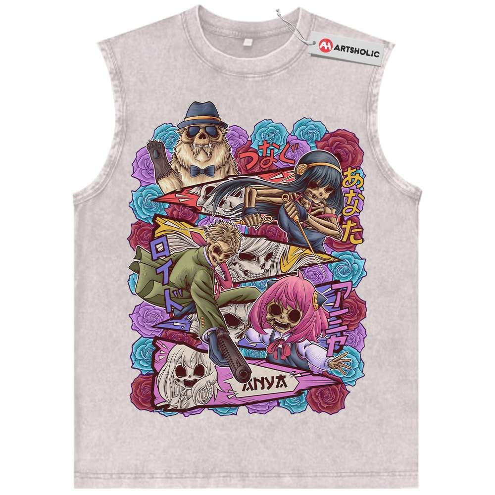 Alternative view of Skull Spy x Family Tank Top, Anime Tank Top, Vintage Tank Top