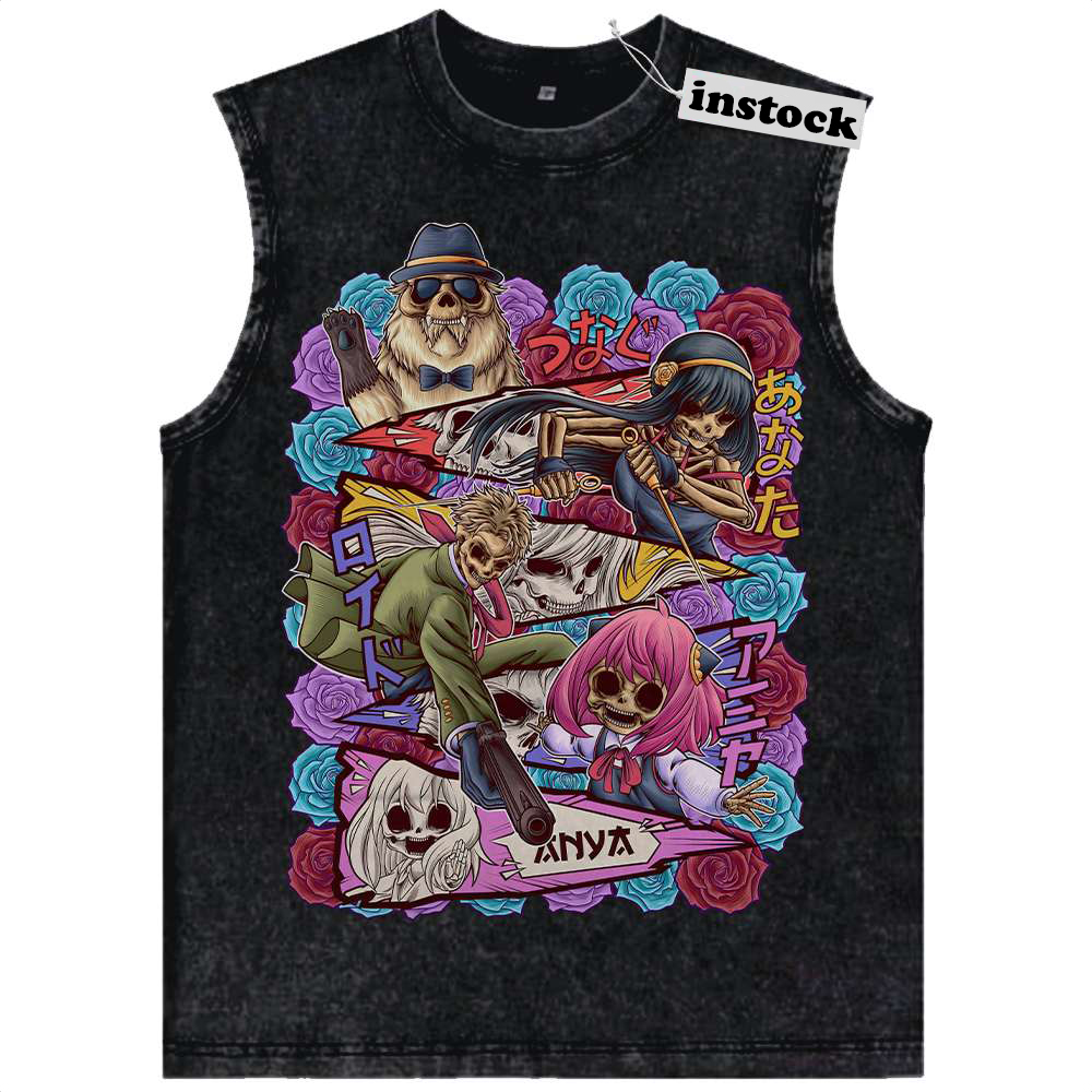 Skull Spy x Family Tank Top, Anime Tank Top, Vintage Tank Top