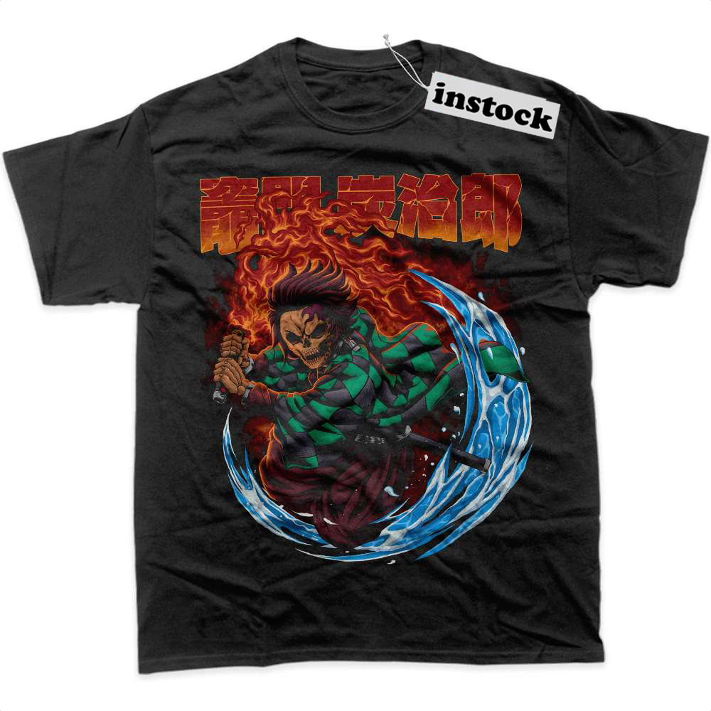 Skull Tanjiro Kamado Shirt, Demon Slayer Shirt, Anime Shirt, Graphic T-Shirt