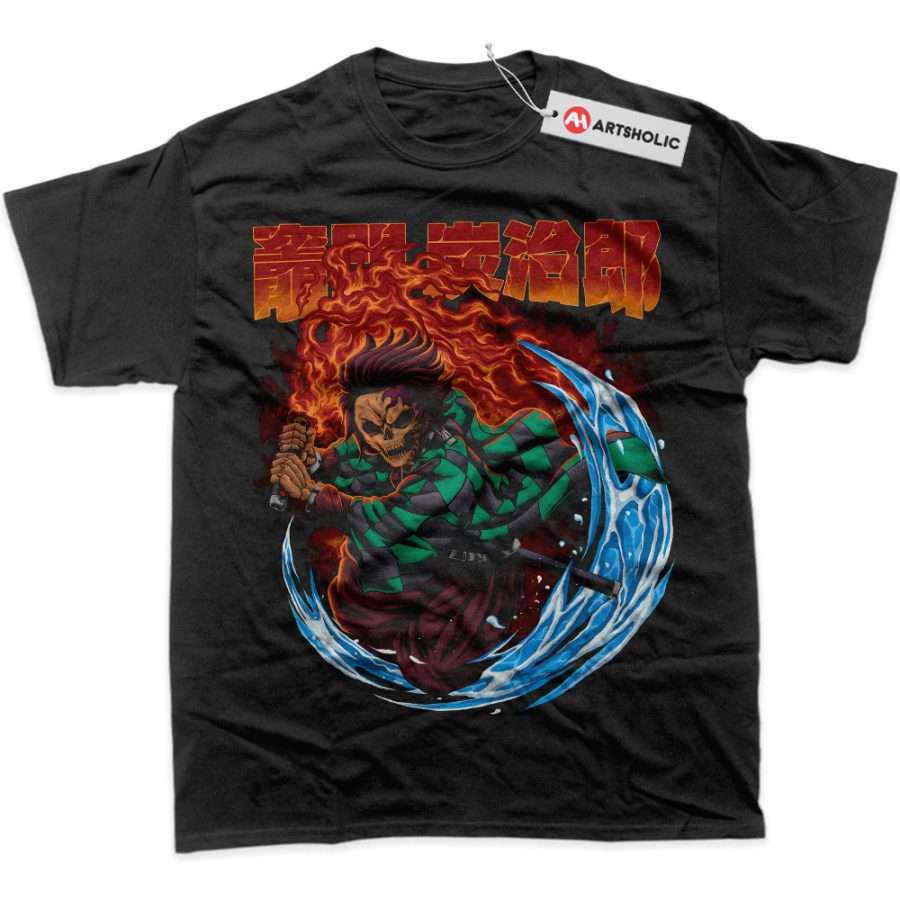 Alternative view of Skull Tanjiro Kamado Shirt, Demon Slayer Shirt, Anime Shirt, Graphic T-Shirt