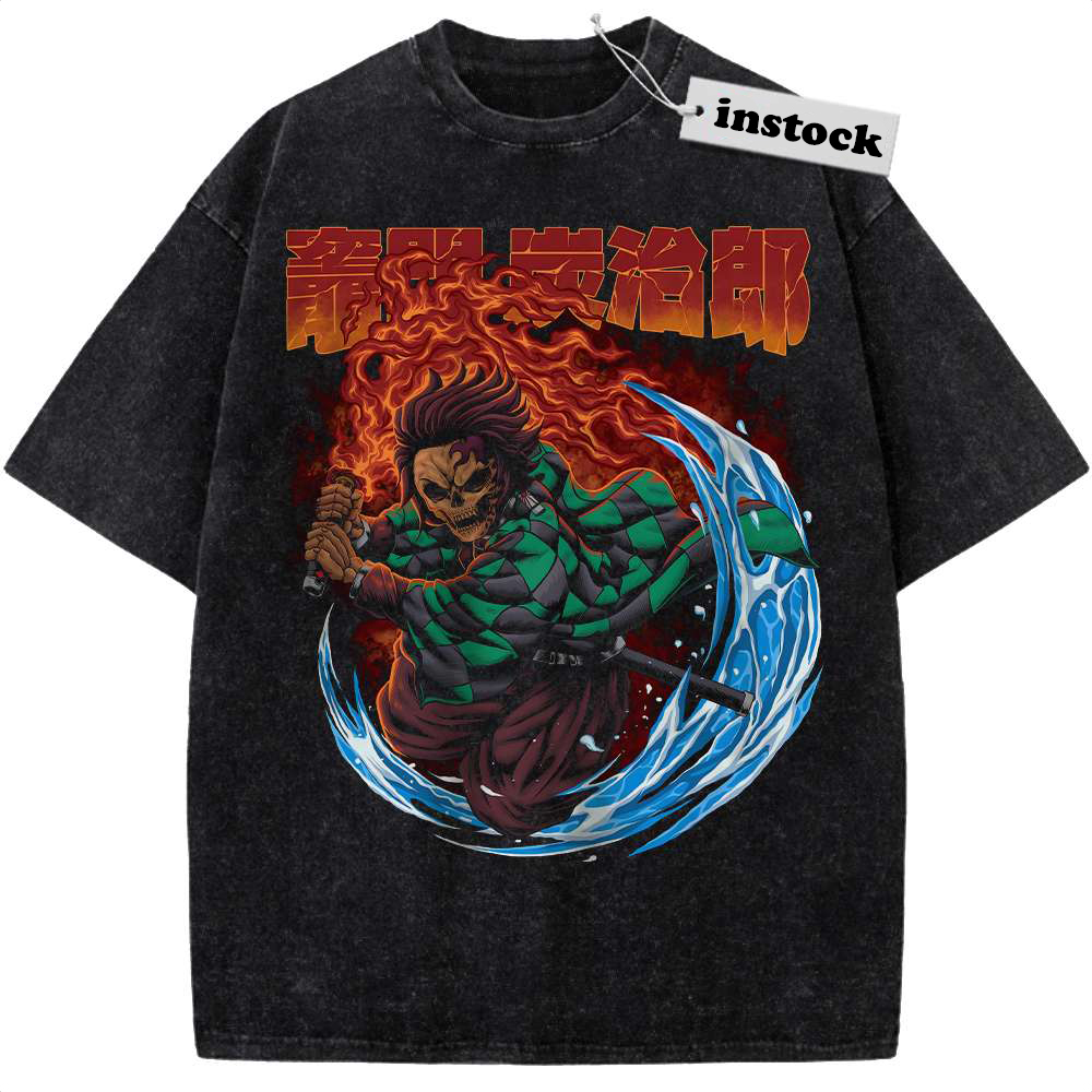 Skull Tanjiro Kamado Shirt, Demon Slayer Shirt, Anime Shirt, Vintage T-Shirt