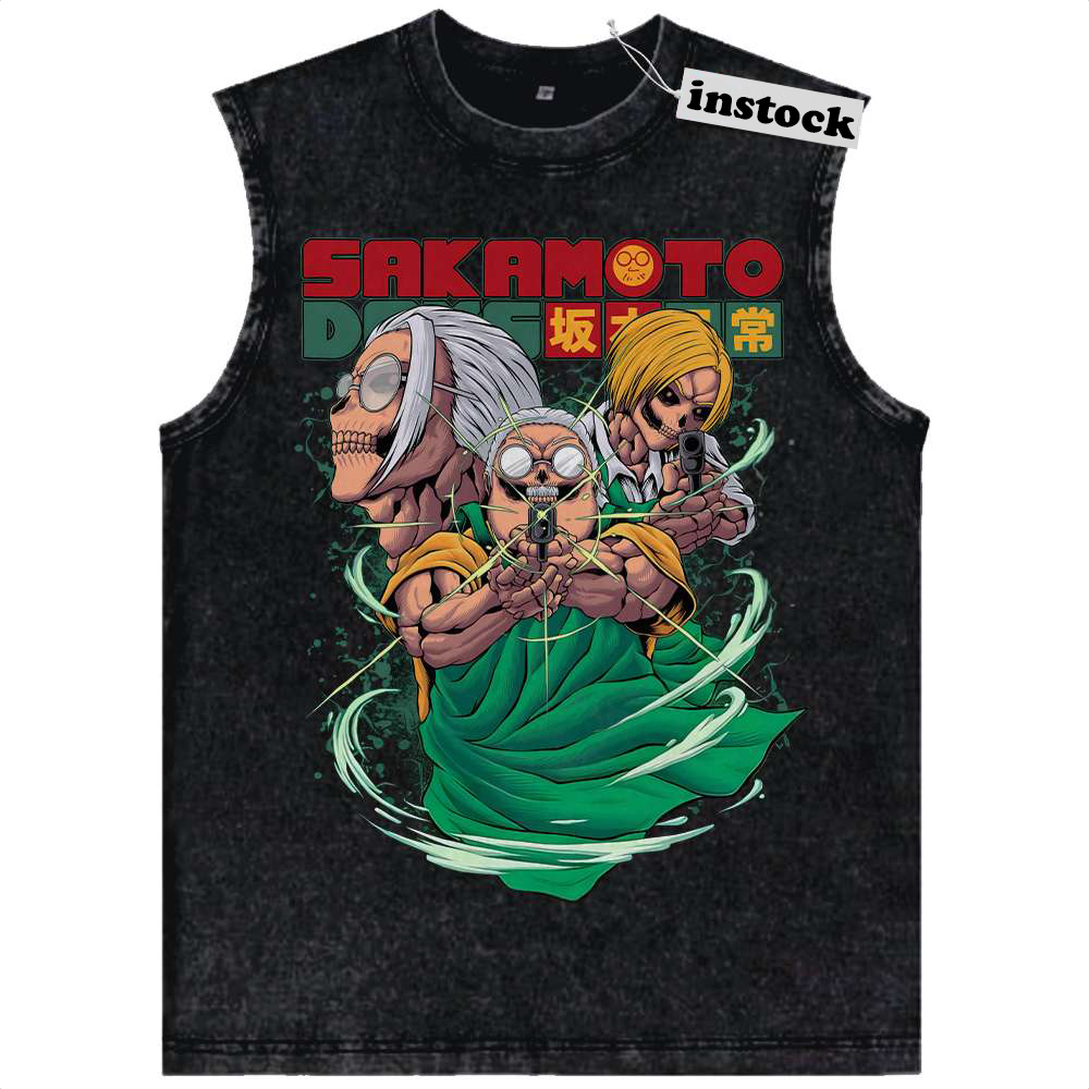 Skull Taro Sakamoto Tank Top, Sakamoto Days Tank Top, Anime Tank Top, Vintage Tank Top