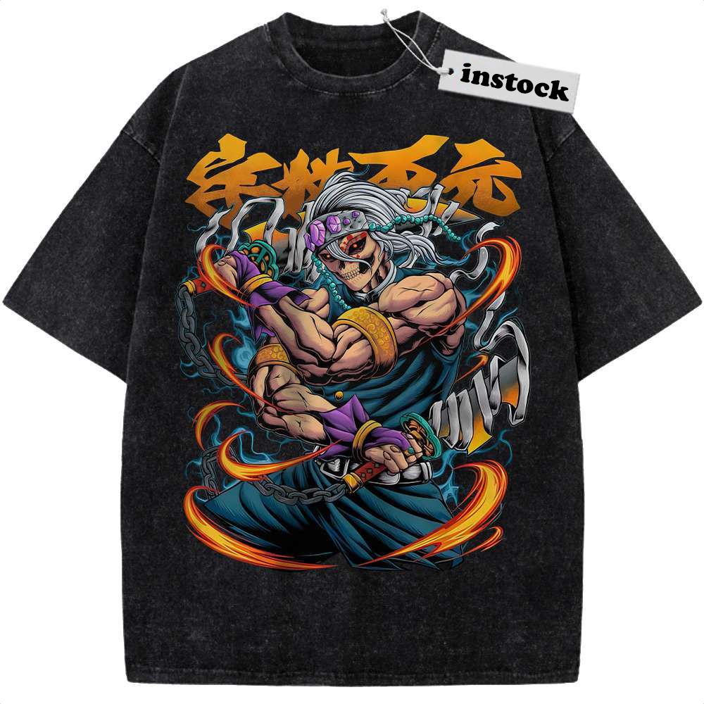 Skull Tengen Uzui Shirt, Demon Slayer Shirt, Anime Shirt, Vintage T-Shirt