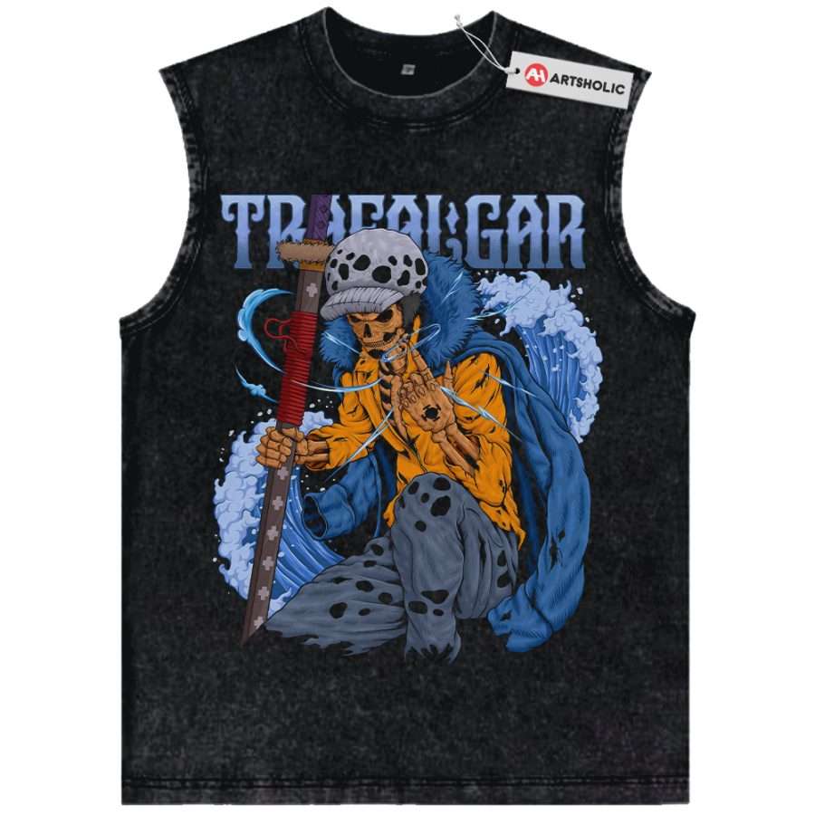 Alternative view of Skull Trafalgar D Water Law Tank Top, One Piece Tank Top, Anime Tank Top, Vintage Tank Top