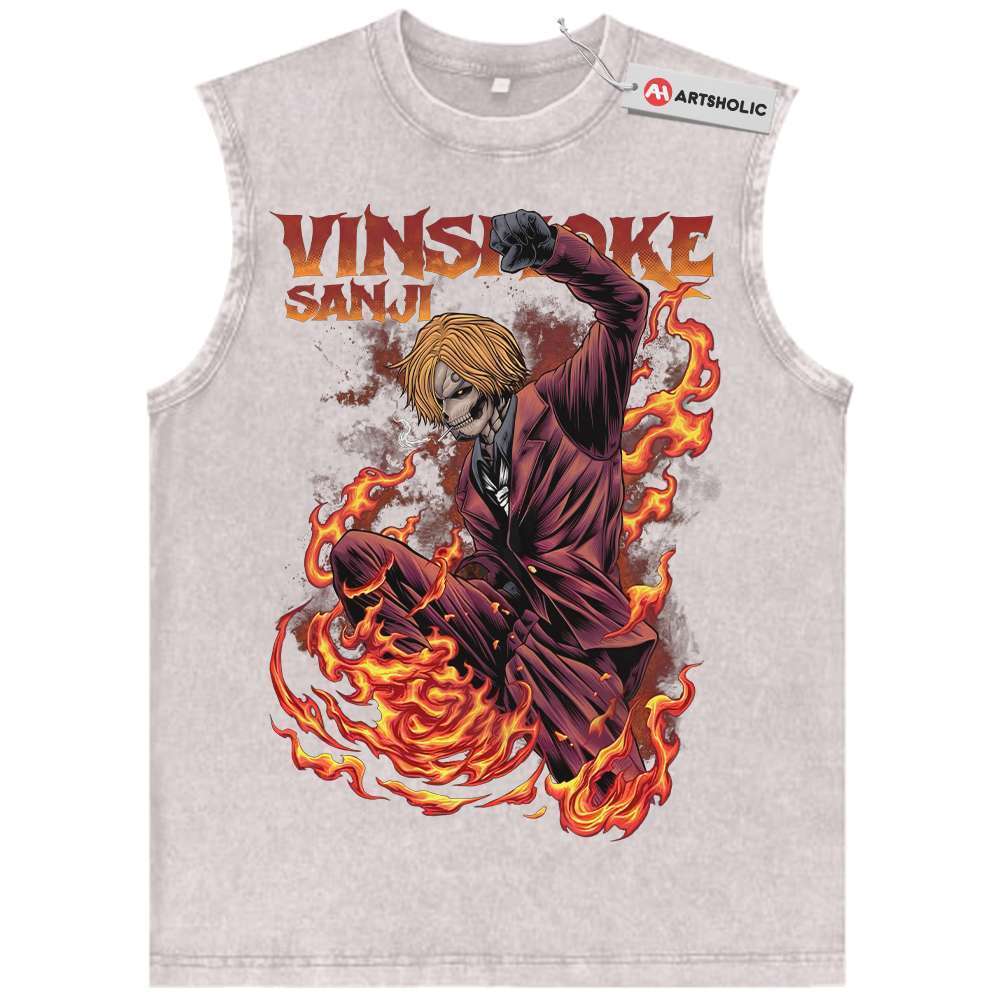 Alternative view of Skull Vinsmoke Sanji Tank Top, One Piece Tank Top, Anime Tank Top, Vintage Tank Top