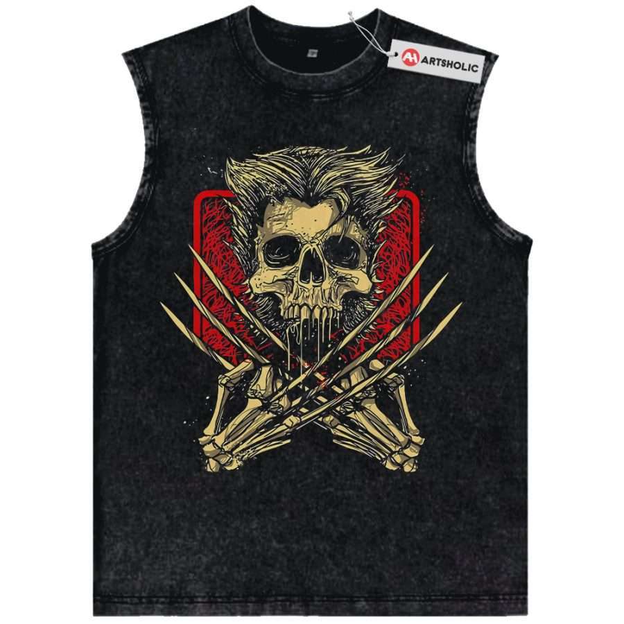 Alternative view of Skull Wolverine Tank Top, Marvel Comics Tank Top, Vintage Tank Top