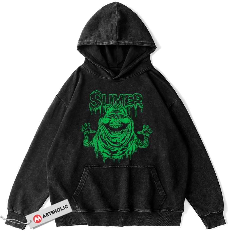 Alternative view of Slimer Hoodie, Ghostbusters Hoodie, Halloween Hoodie, Horror Hoodie, Vintage Hoodie