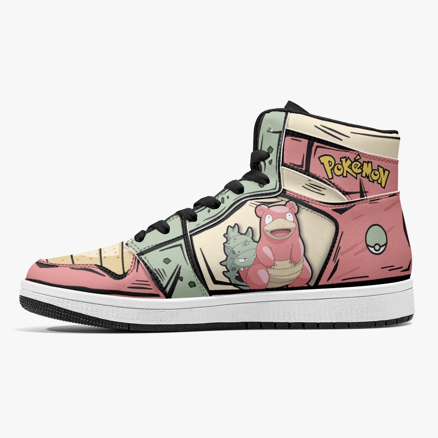 Alternative view of Slowbro Pokemon Custom Sneaker Mid 1 Basketball Shoes - Otaku Hall