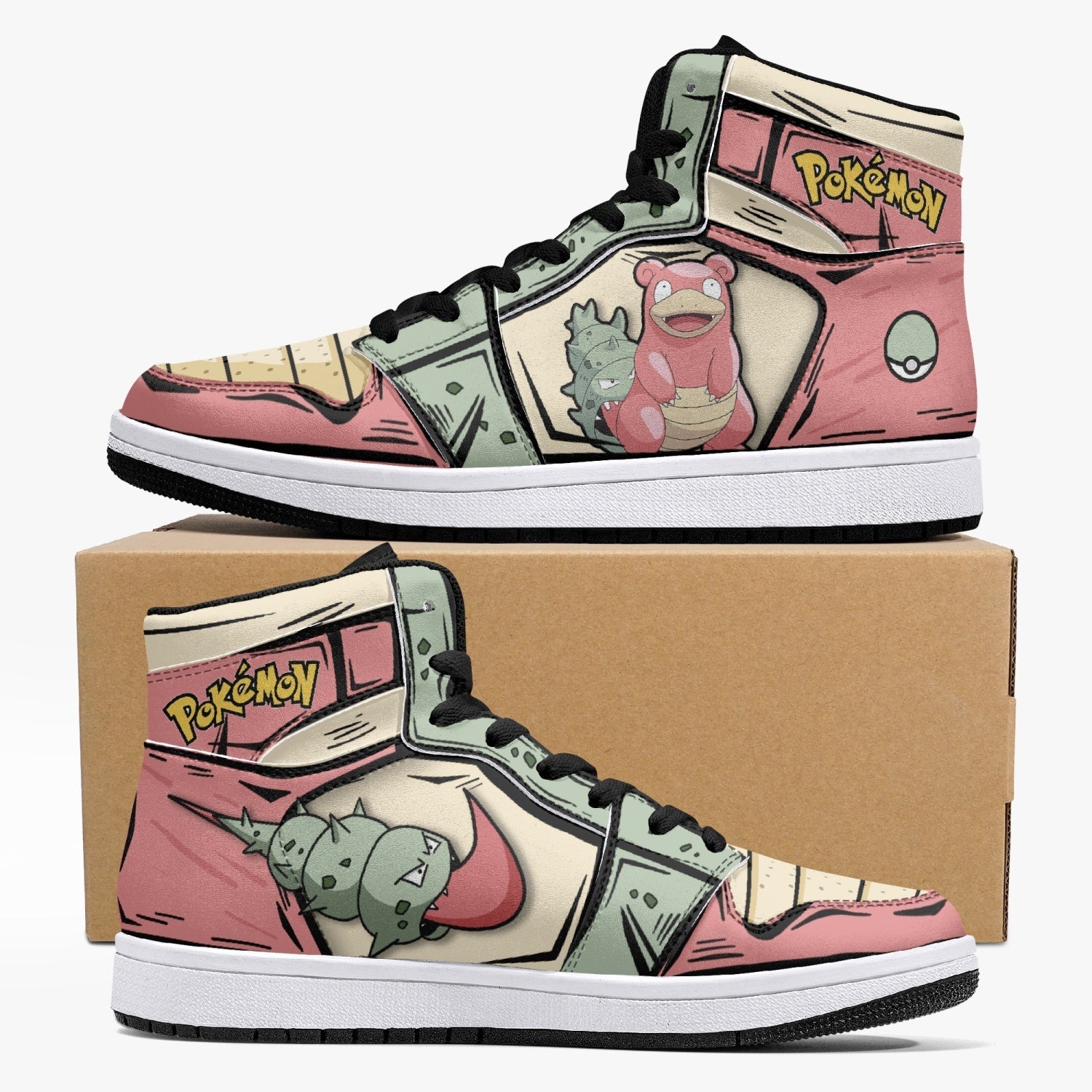 Slowbro Pokemon Custom Sneaker Mid 1 Basketball Shoes - Otaku Hall