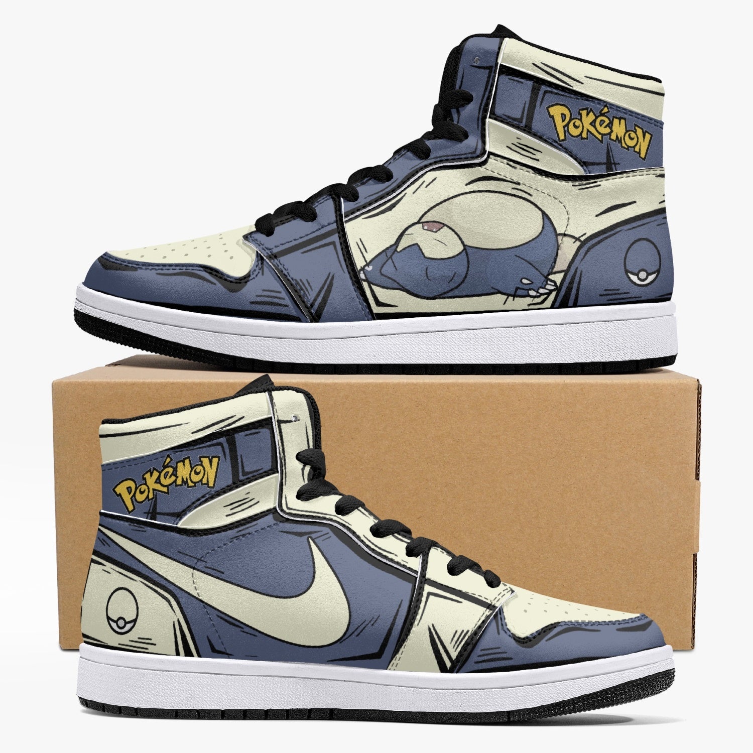 Snorlax Pokemon Custom Sneaker Mid 1 Basketball Shoes - Otaku Hall
