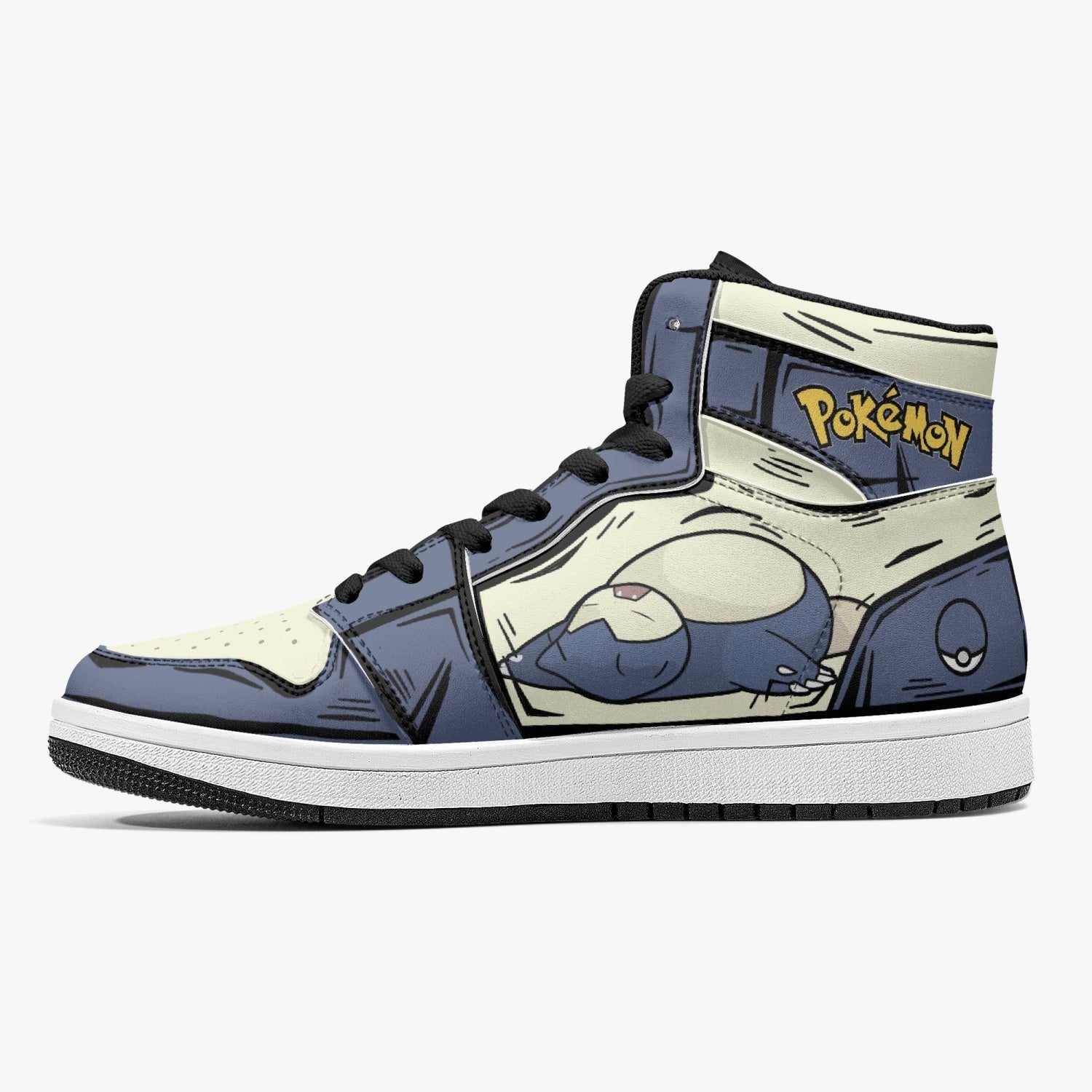 Alternative view of Snorlax Pokemon Custom Sneaker Mid 1 Basketball Shoes - Otaku Hall