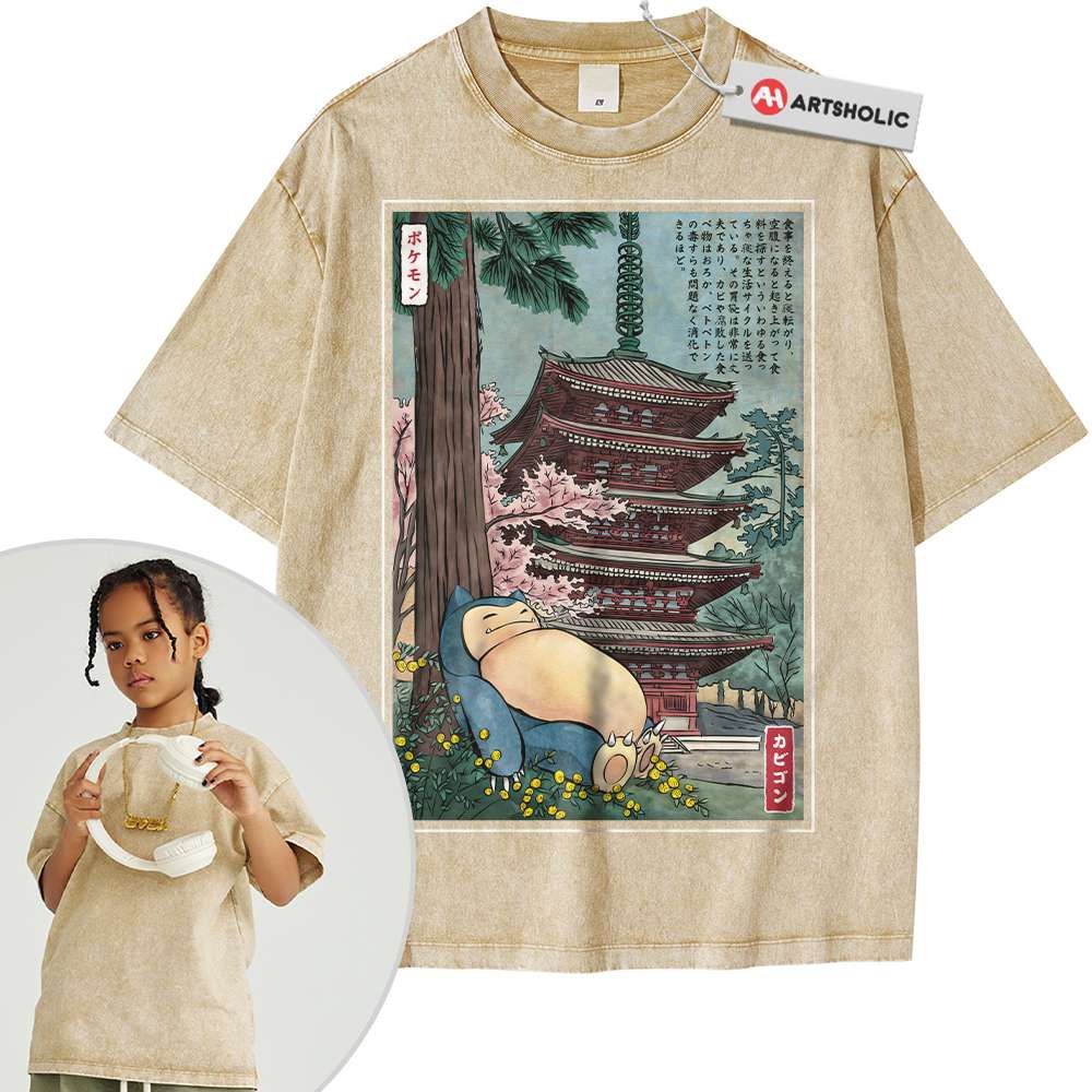 Alternative view of Snorlax Shirt For Kids, Pokemon Shirt For Kids, Anime Shirt For Kids, Vintage Tee For Kids