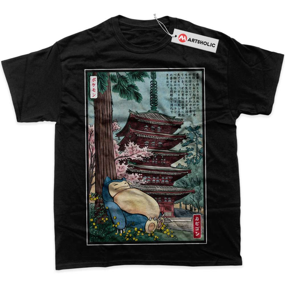 Alternative view of Snorlax Shirt, Pokemon Shirt, Anime Shirt, graphic Tee