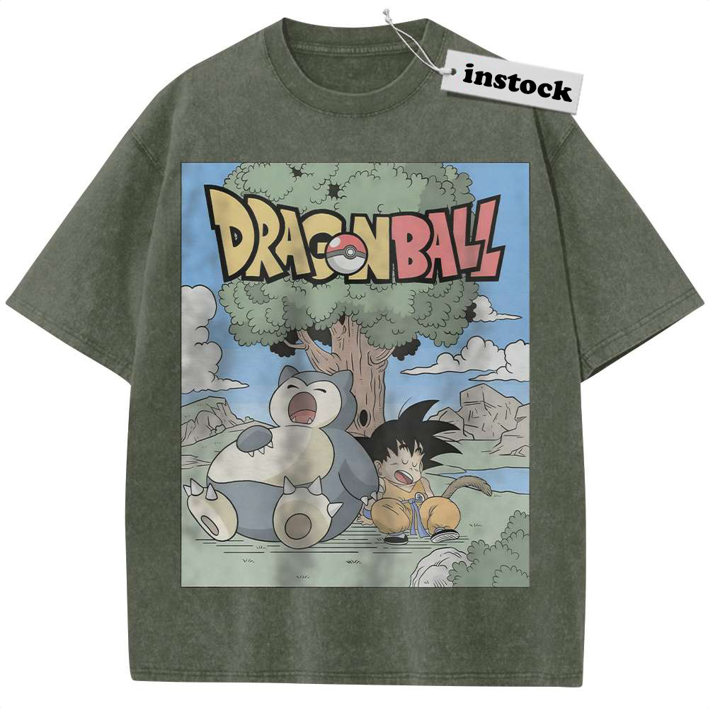 Snorlax Shirt, Son Goku Shirt, Dragon Ball Shirt, Pokemon shirt, Anime Shirt, Vintage T-Shirt