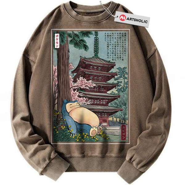 Alternative view of Snorlax Sweatshirt, Pokemon Sweatshirt, Anime Sweatshirt, Vintage Sweater
