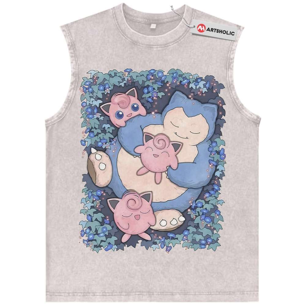 Alternative view of Snorlax vs Jigglypuff Tank Top, Pokemon Tank Top, Anime Tank Top, Vintage Tank Top