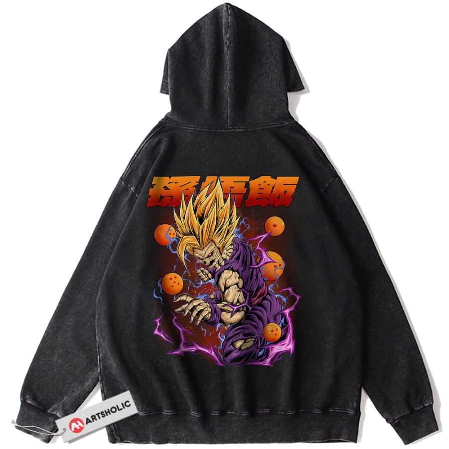 Alternative view of Son Gohan Hoodie, Dragon Ball Z Hoodie, DBZ Hoodie, Anime Hoodie, Vintage Hoodie