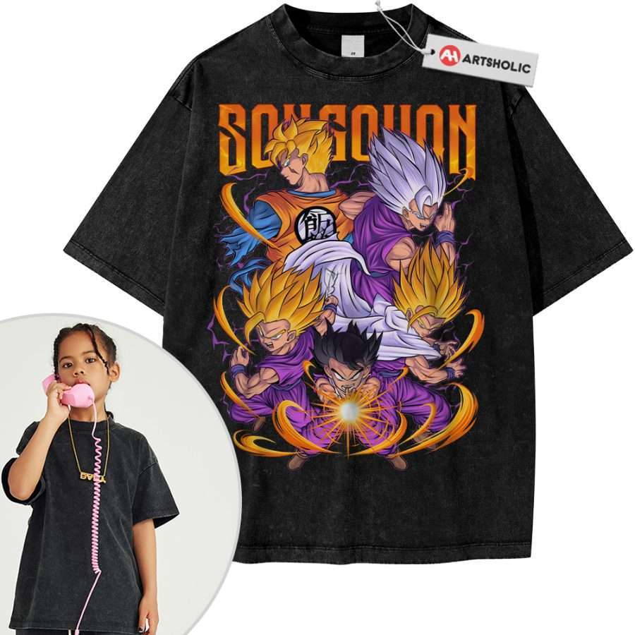 Alternative view of Son Gohan Shirt For Kids, Dragon Ball Shirt For Kids, DBZ Shirt For Kids, Anime Shirt For Kids, Vintage Tee For Kids