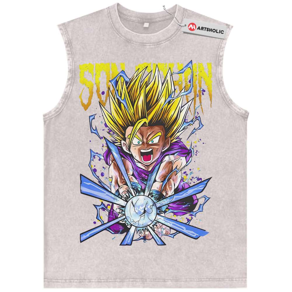 Alternative view of Son Gohan Tank Top, Dragon Ball Tank Top, Anime Tank Top, Vintage Tank Top