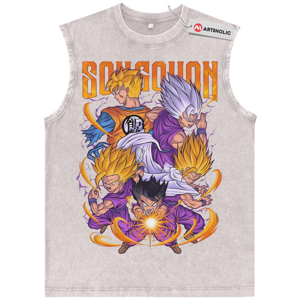 Alternative view of Son Gohan Tank Top, Dragon Ball Tank Top, DBZ Tank Top, Anime Tank Top, Vintage Tank Top