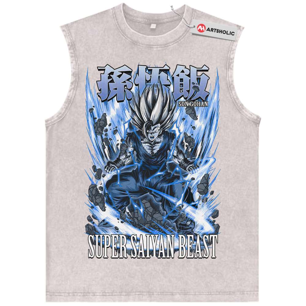 Alternative view of Son Gohan Tank Top, Dragon Ball Z Tank Top, Anime Tank Top, Vintage Tank Top