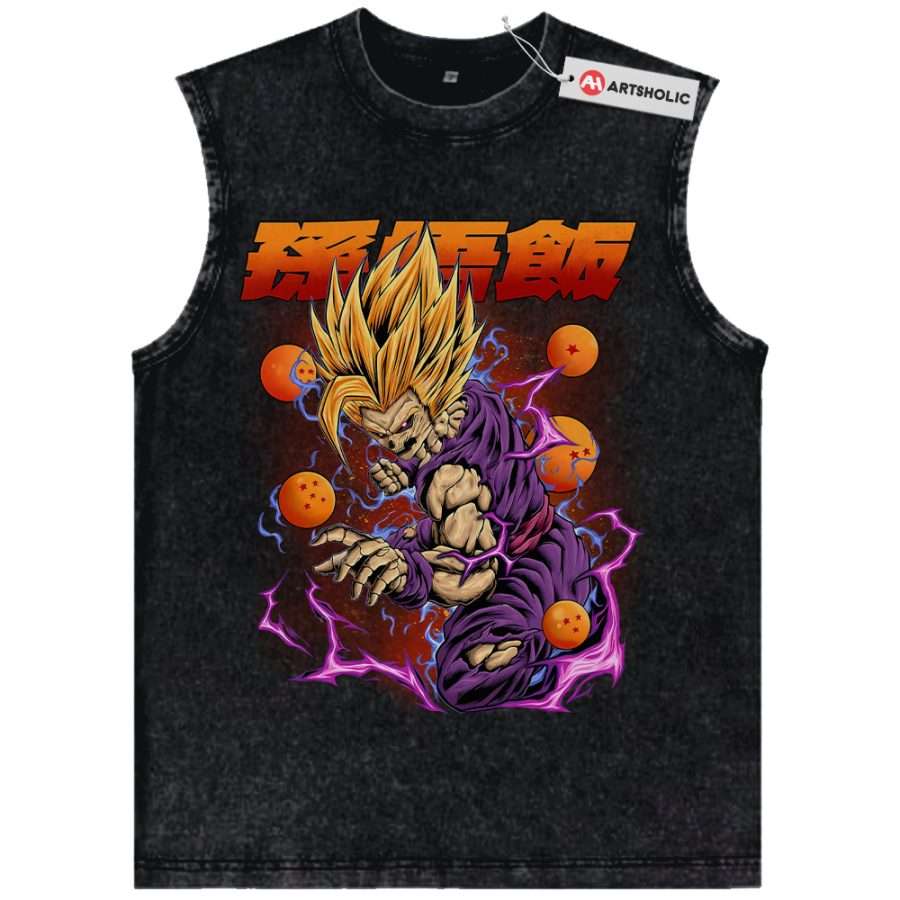 Alternative view of Son Gohan Tank Top, Dragon Ball Z Tank Top, DBZ Tank Top, Anime Tank Top, Vintage Tank Top