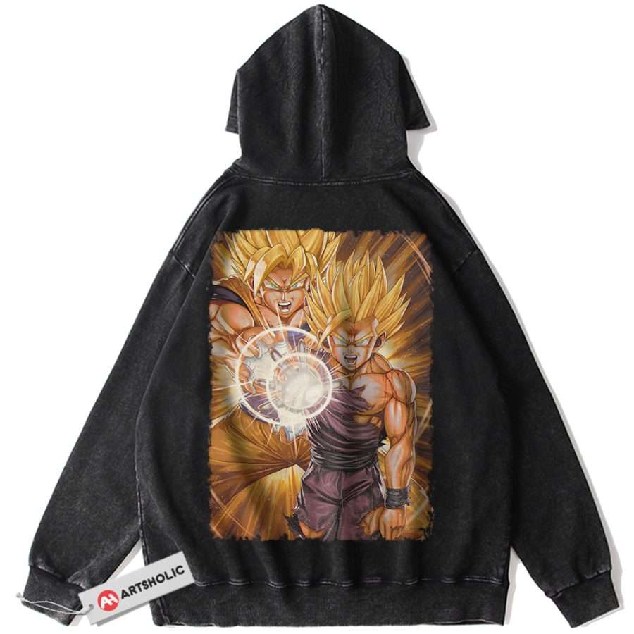 Alternative view of Son Goku and Gohan Hoodie, Dragon Ball Hoodie, Anime Hoodie, Vintage Hoodie