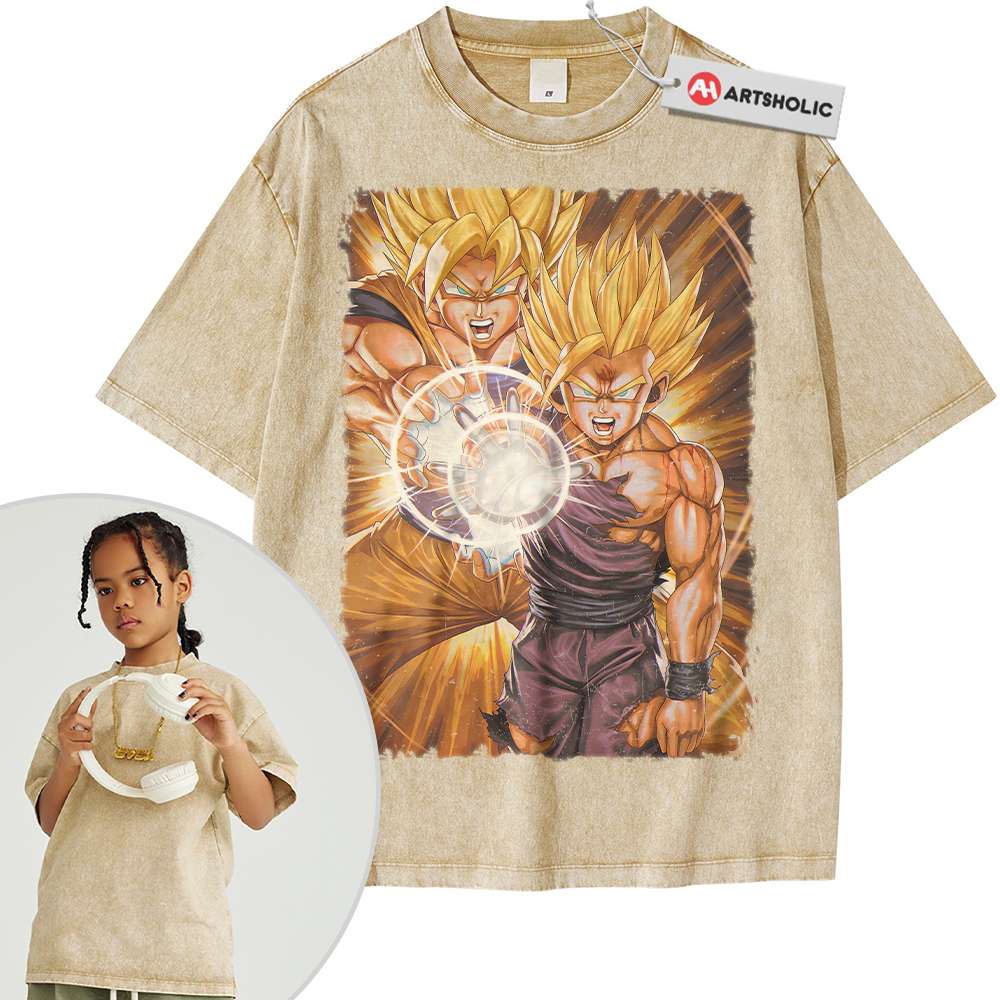 Alternative view of Son Goku and Gohan Shirt For Kids, Dragon Ball Shirt For Kids, Anime Shirt For Kids, Vintage Tee For Kids