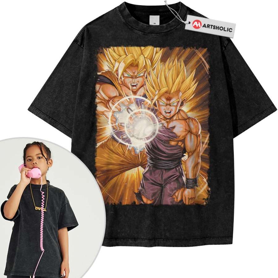 Son Goku and Gohan Shirt For Kids, Dragon Ball Shirt For Kids, Anime Shirt For Kids, Vintage Tee For Kids - Image 6