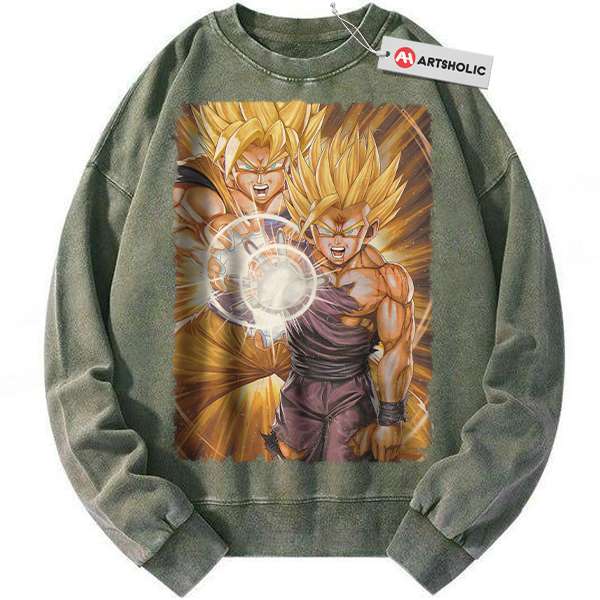 Alternative view of Son Goku and Gohan Sweatshirt, Dragon Ball Sweatshirt, Anime Sweatshirt, Vintage Sweater
