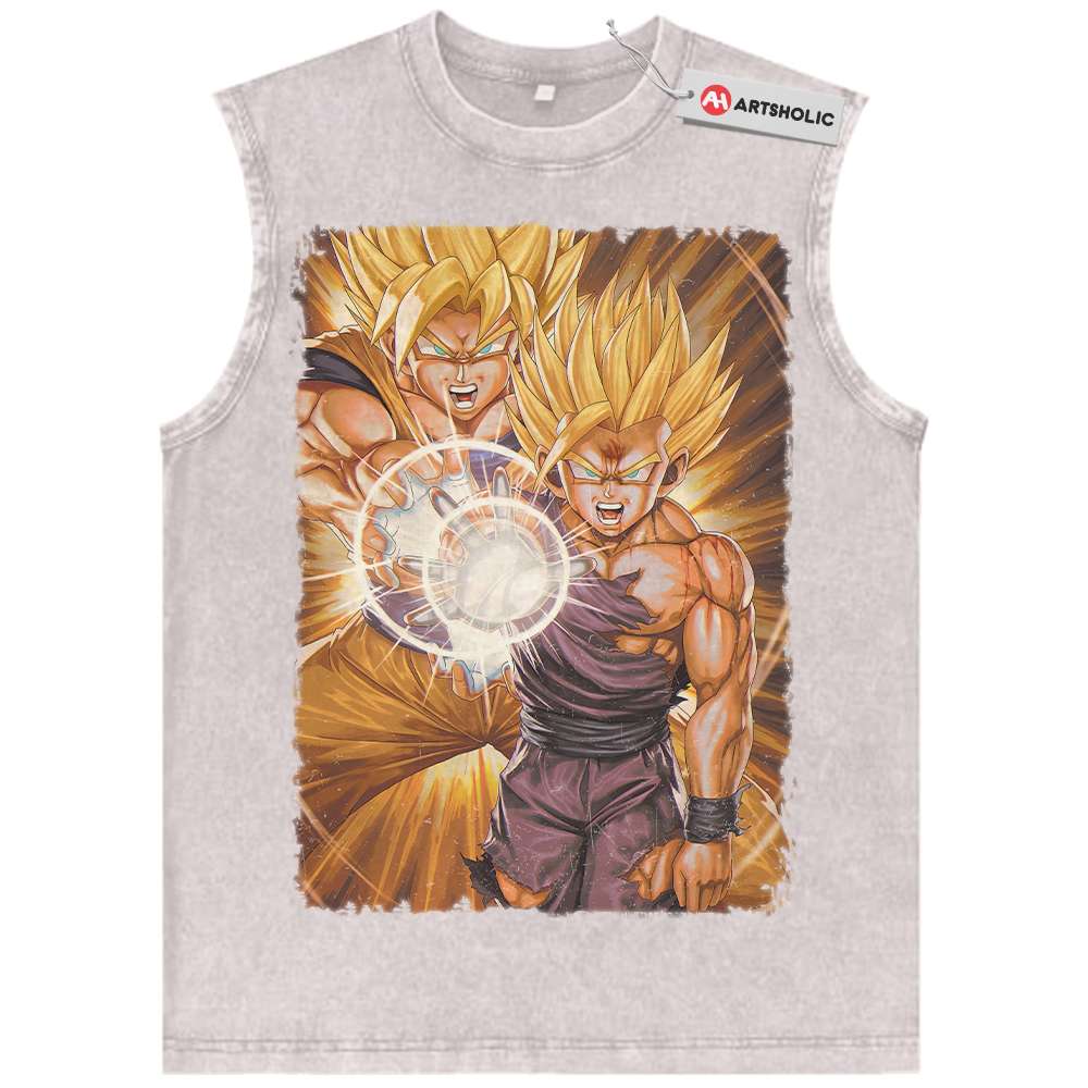 Alternative view of Son Goku and Gohan Tank Top, Dragon Ball Tank Top, Anime Tank Top, Vintage Tank Top