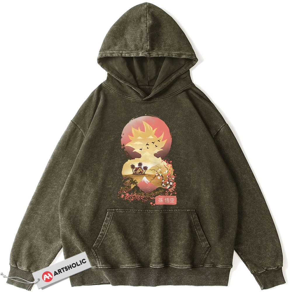 Alternative view of Son Goku Hoodie, Dragon Ball Z Hoodie, DBZ Hoodie, Anime Hoodie, Vintage Hoodie