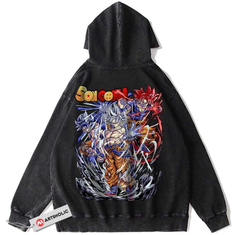 Alternative view of Son Goku Hoodie, Dragon Ball Z Hoodie, DBZ Hoodie, Anime Hoodie, Vintage Hoodie