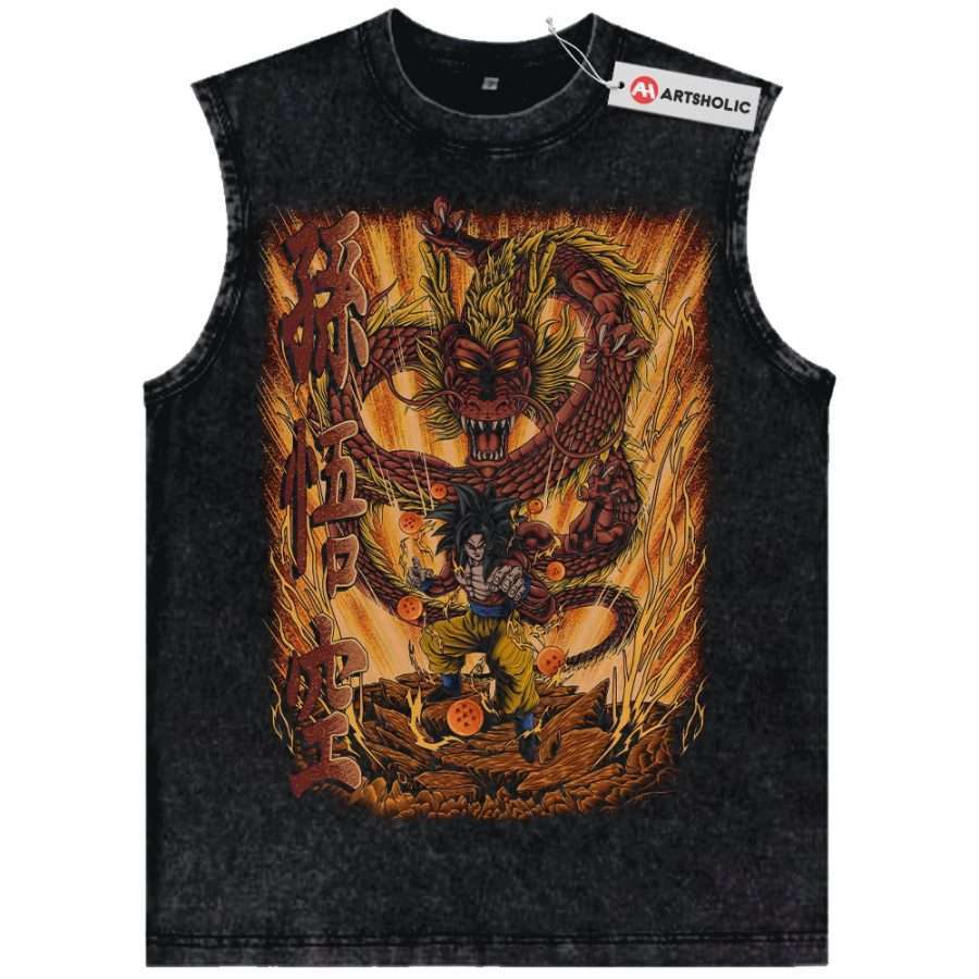 Alternative view of Son Goku JJ4 Tank Top, Dragon Ball Tank Top, Anime Tank Top, Vintage Tank Top