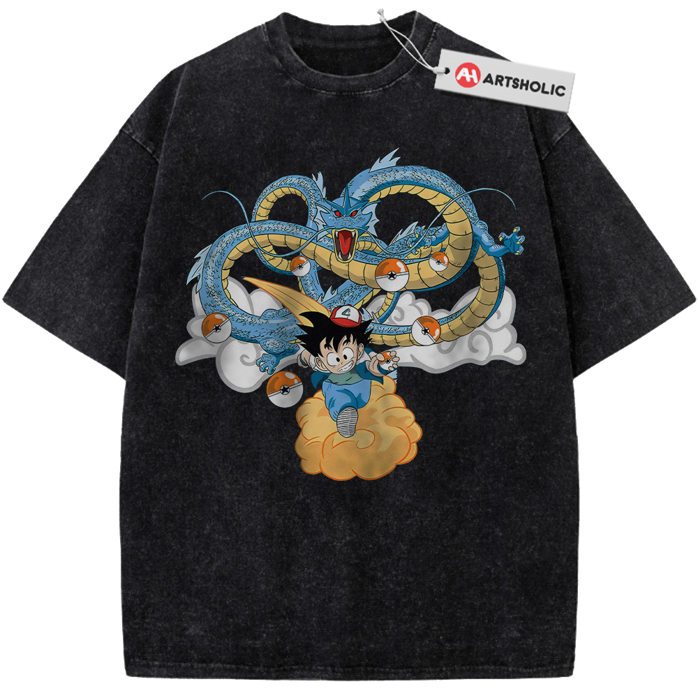 Alternative view of Son Goku Shirt, Dragon Ball x Pokemon Shirt, Anime Shirt, Vintage Tee