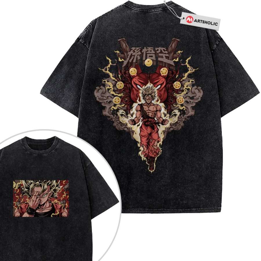 Alternative view of Son Goku Shirt, Dragon Ball Z Shirt, DBZ Shirt, Anime Shirt, Vintage T-Shirt 2-Sided