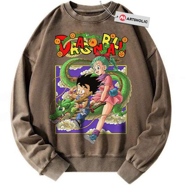 Alternative view of Son Goku Sweatshirt, Bulma Sweatshirt, Dragon Ball Sweatshirt, DBZ Sweatshirt, Anime Sweatshirt, Vintage Sweater