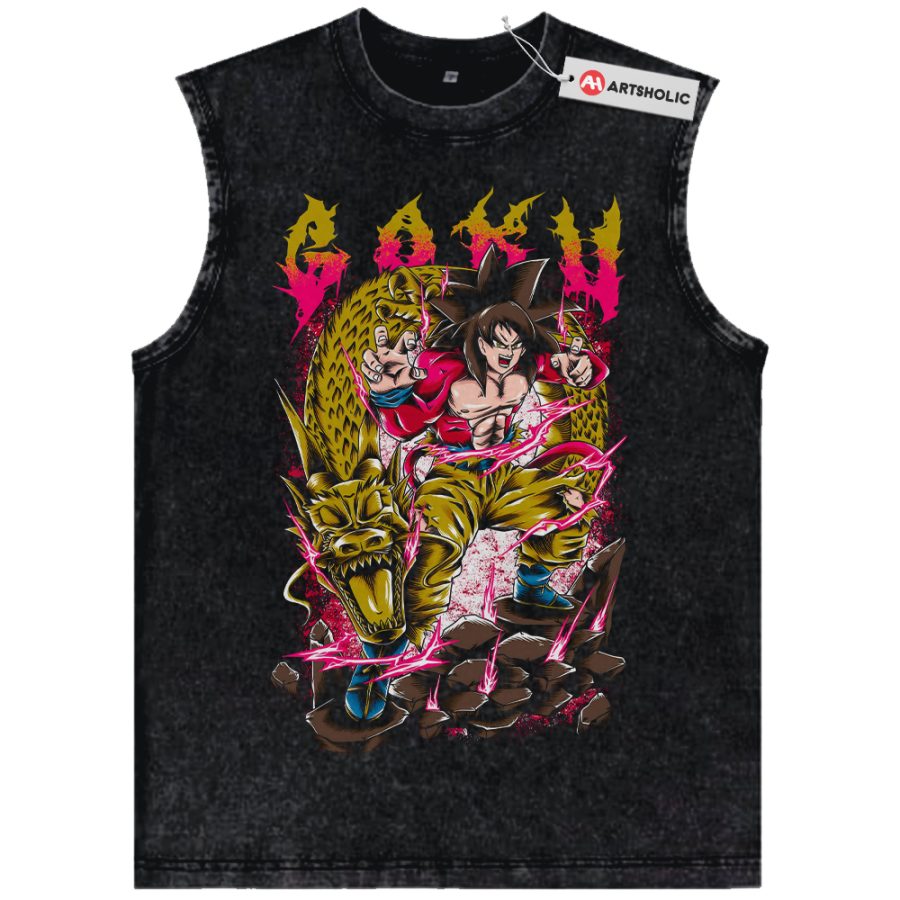 Alternative view of Son Goku Tank Top, Dragon Ball Tank Top, Anime Tank Top, Vintage Tank Top